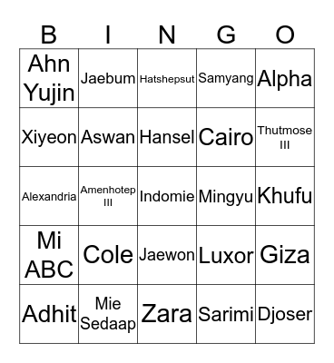 INI PUNYA ZARAAAAA! Bingo Card