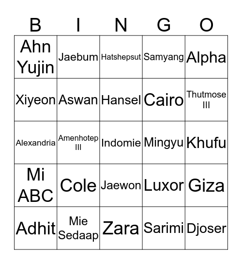 INI PUNYA ZARAAAAA! Bingo Card