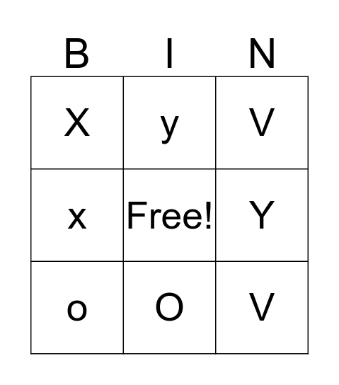 Letter  Bingo Card