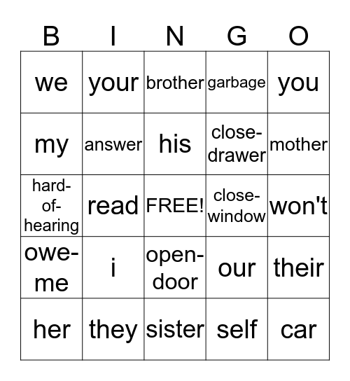 Silent Bingo!! Bingo Card