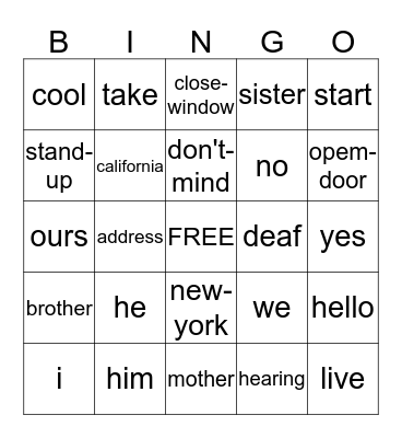 Silent Bingo!! Bingo Card
