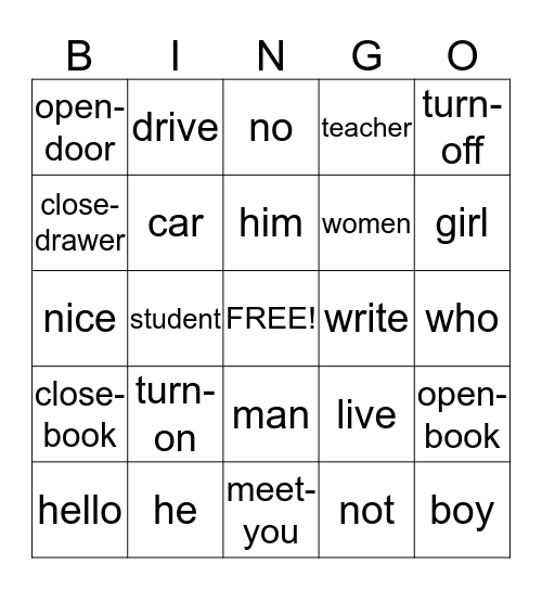 Silent Bingo!! Bingo Card