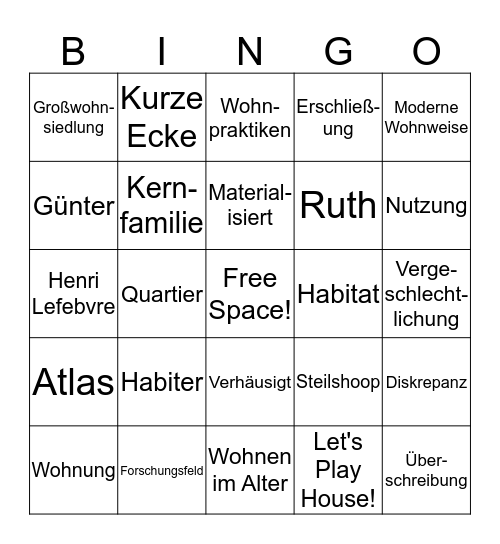 Let's Play! Bingo Card