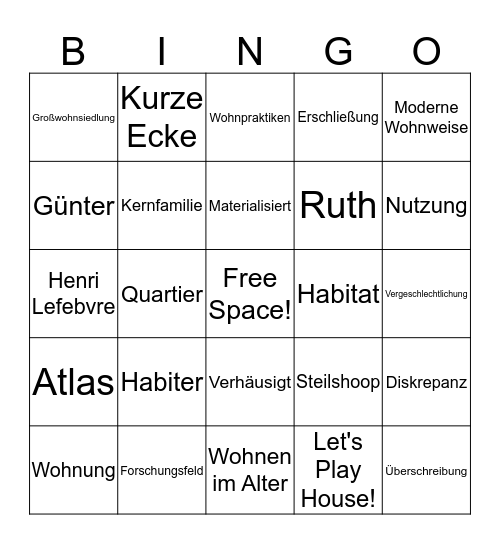 Let's Play! Bingo Card