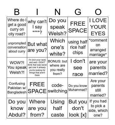 MIXED TAFFISTANI BINGO Card