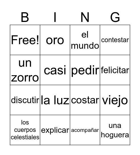 El sol y la luna  Bingo Card