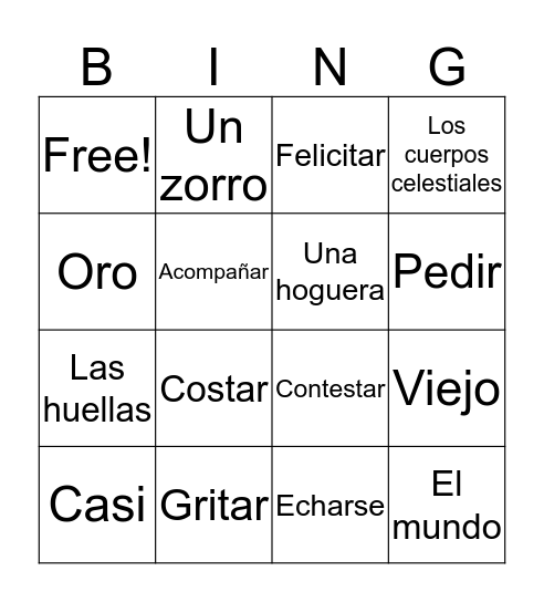 El Sol y Luna  Bingo Card