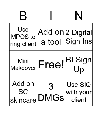 COLOR Bingo Card