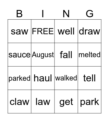 Phonogram Bingo au/aw Bingo Card