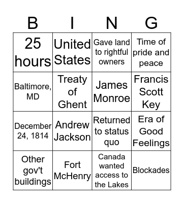 7th Grade Bingo Card