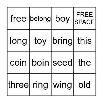 oi/ng BINGO Card