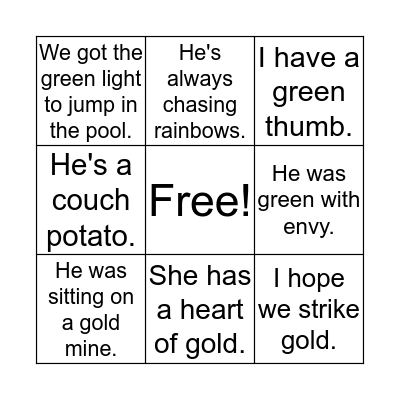 St. Patrick's Day Idioms Bingo Card