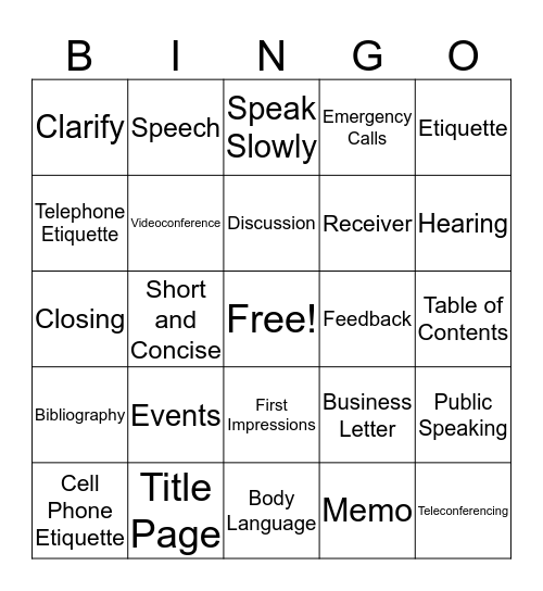 Careers-Chapter 9 Bingo Card