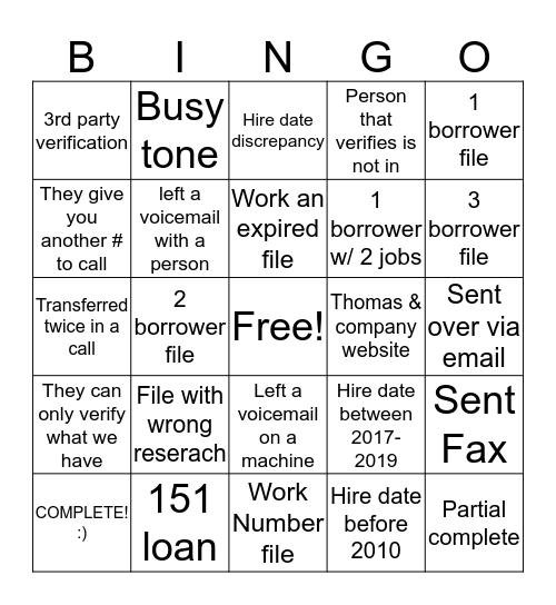 VVOE BINGO! Bingo Card