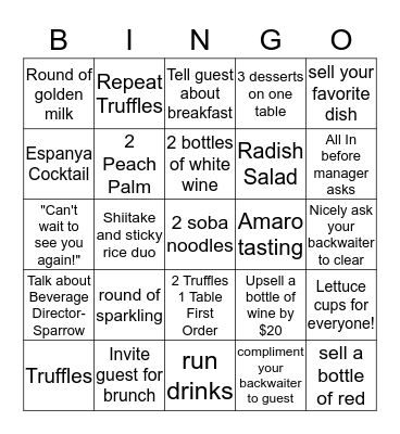 Server Bingo Card