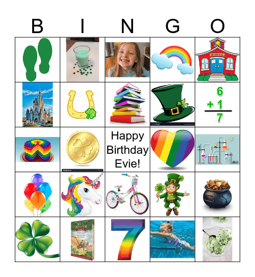 Evie Birthday Bingo Card