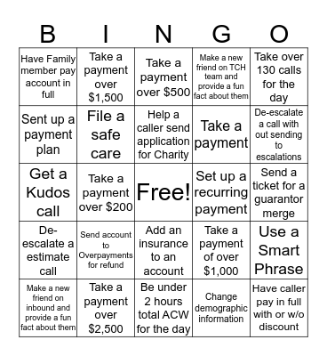 Customer Service Bingo (Outbound) Bingo Card