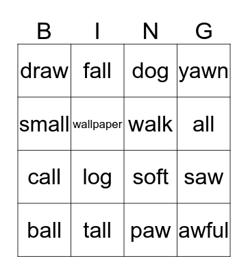 "all" sounds Bingo Card