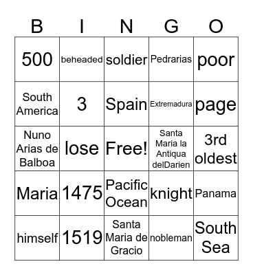 Balboa Bingo Card
