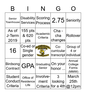 Rising Senior Housing-Palooza  Bingo Card