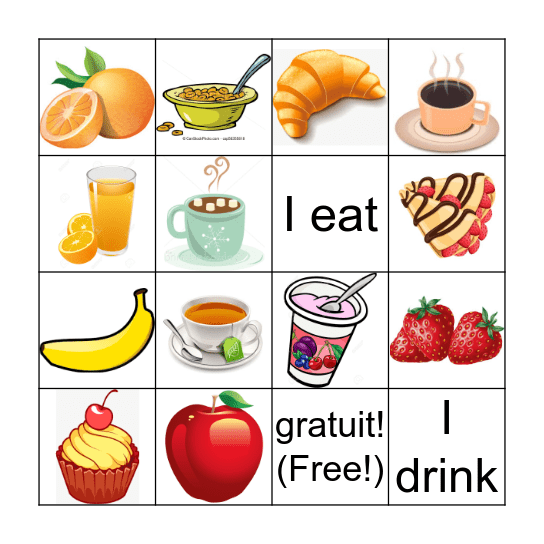 La Nourriture Bingo Card