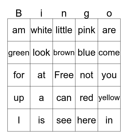 Sight Words List 1-2-3 Bingo Card
