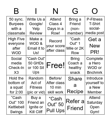 PARAGON FITNESS Bingo Card
