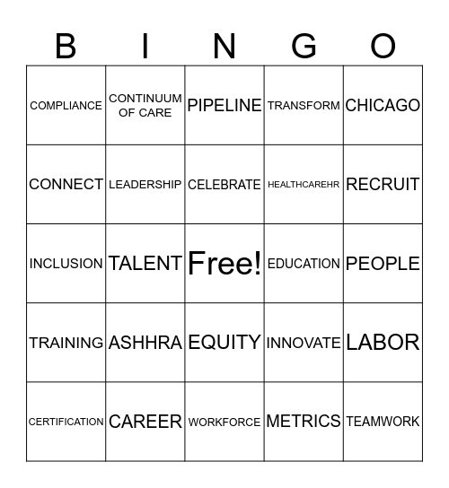 Healthcare HR Bingo Card