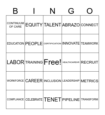 Healthcare HR Bingo Card