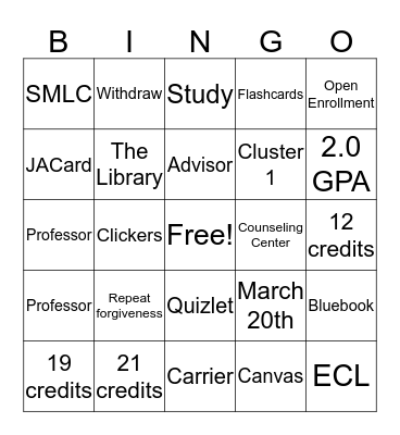 Educational Bingo Card