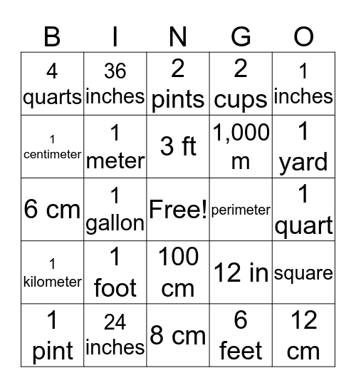 Math Review Bingo Card