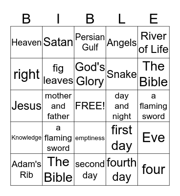 Creation Bingo Card