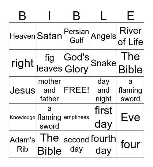 Creation Bingo Card