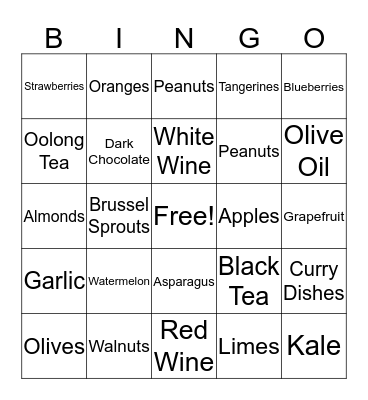 THINK HEALTHY Bingo Card