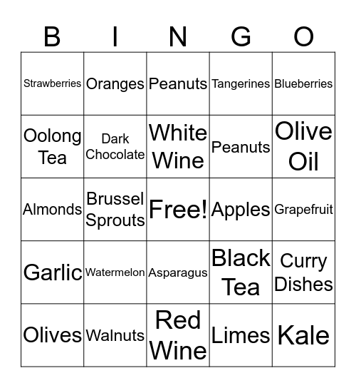 THINK HEALTHY Bingo Card