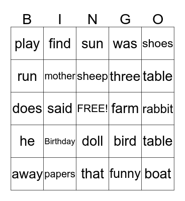 Untitled Bingo Card
