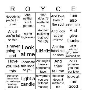 Corazón Sin Cara Bingo Card