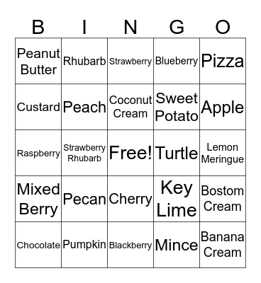 PIE Bingo Card