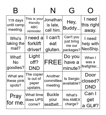 Birthday Bingo Card