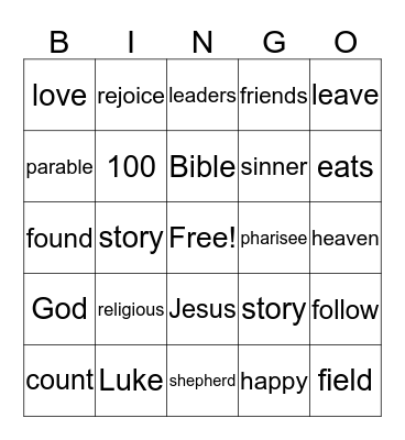 Parable of the Lost Sheep 2 Bingo Card