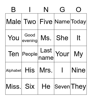 Unit 1.1 & 1.2 Bingo Card
