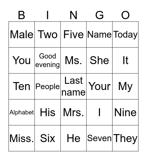 Unit 1.1 & 1.2 Bingo Card