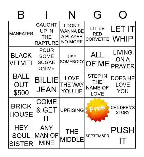 KAMIKAZI KARAOKE 71-3 Bingo Card