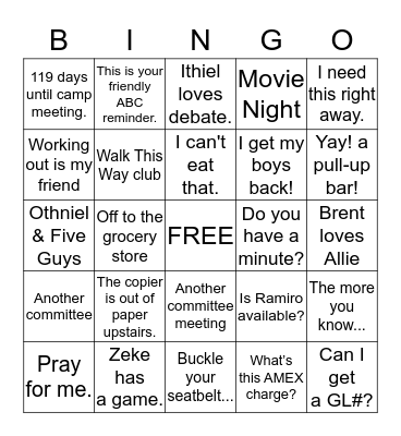 Birthday Bingo Card