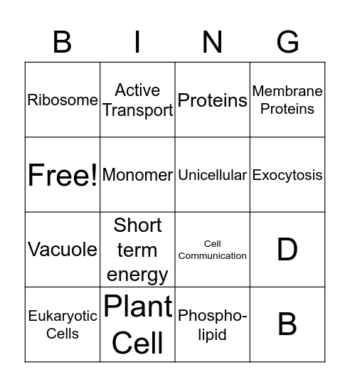 Biology Bing Bingo Card