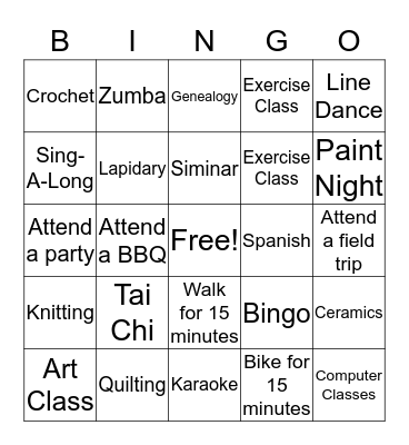 Golden Hours Bingo Card