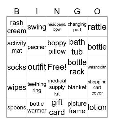 Baby Gift Bingo Card