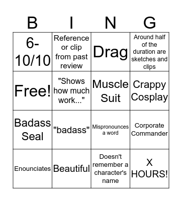 Angry Review Bingo Card