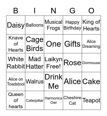 LAIKYN'S ONE-DERLAND BINGO Card
