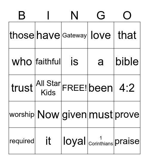 1 Corinthians 4:2 Bingo Card
